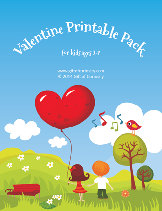 Valentine Printable Pack with 77 activities for kids ages 2-7 || Gift of Curiosity