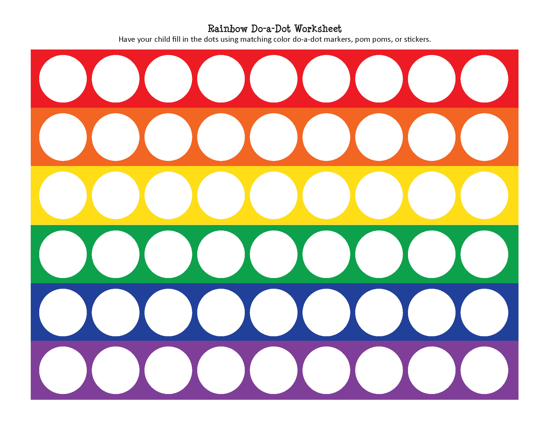 Rainbow Do-a-Dot Worksheet - Gift of Curiosity