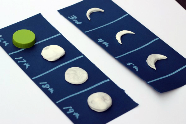 Phases of the moon activities with model magic from Edventures with Kids