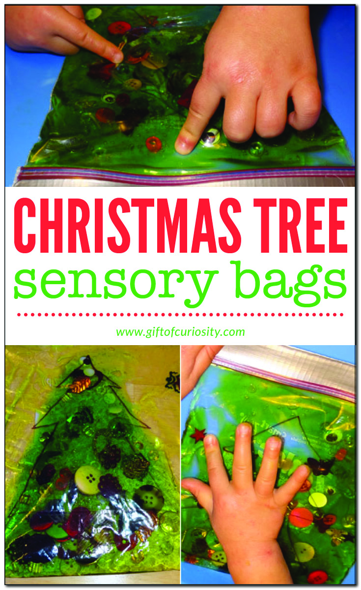 Christmas tree sensory bags - enjoy some Christmas sensory play with just a few simple materials #christmas #sensoryplay || Gift of Curiosity
