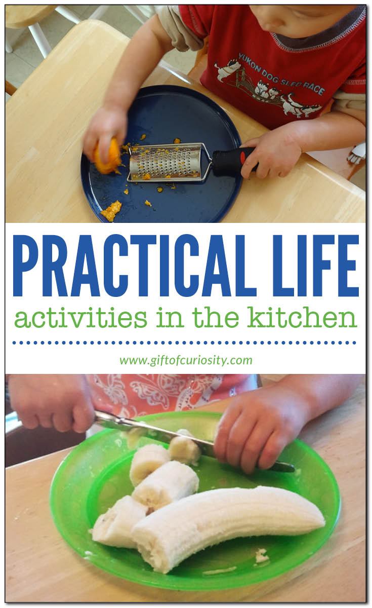 Practical life in the kitchen: Simple kitchen tasks kids can do to develop their fine motor and practical life skills #Montessori || Gift of Curiosity