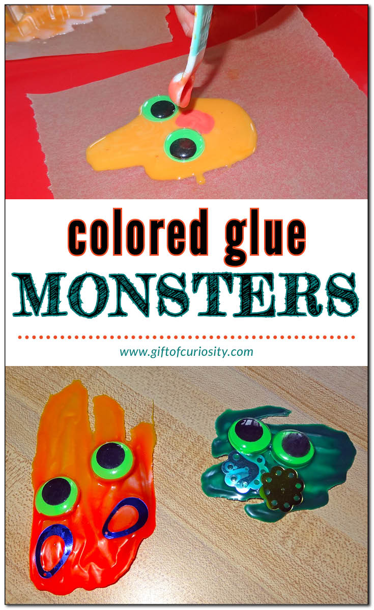 Colored Glue Monsters creative craft project #artsandcrafts #Halloween #giftofcuriosity || Gift of Curiosity