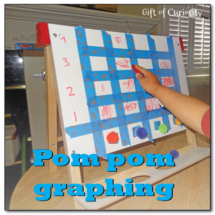Pom pom graphing - a fun and tactile way to introduce young children to the basic math skill of graphing! || Gift of Curiosity