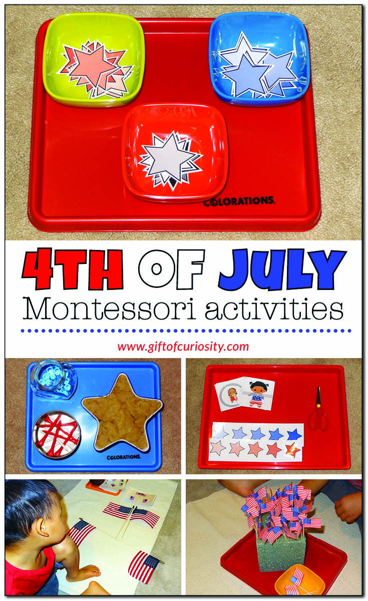 4th of July Montessori activities to celebrate the American Independence Day #Montessori #4thofJuly #patrioticactivities || Gift of Curiosity