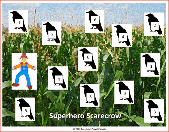 Superhero Scarecrow game from Preschool Powol Packets
