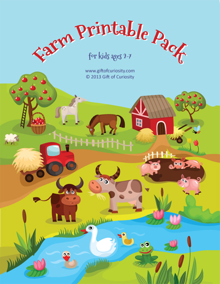 Farm printable pack with activities for kids ages 2-7 || Gift of Curiosity