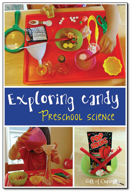 Preschool science: Exploring candy that fizzes, pops, dissolves, and more #preschool #ece || Gift of Curiosity