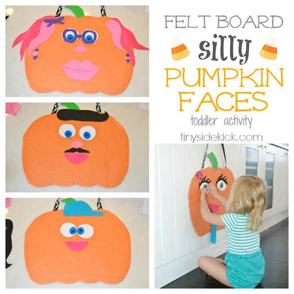 Felt board silly pumpkin faces from Tiny Sidekick