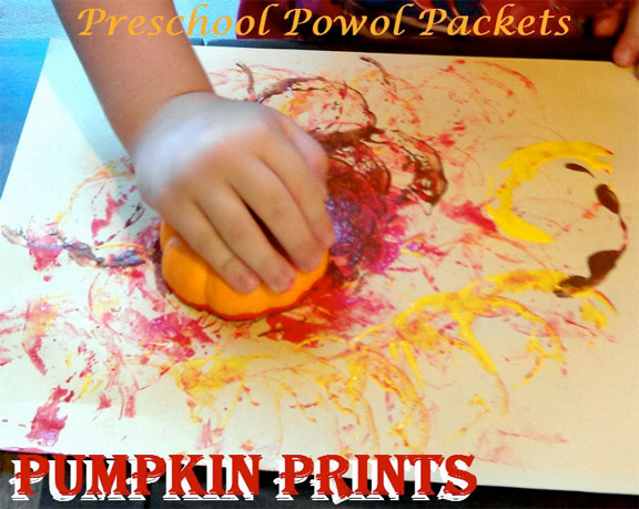 Pumpkin prints from Preschool Powol Packets