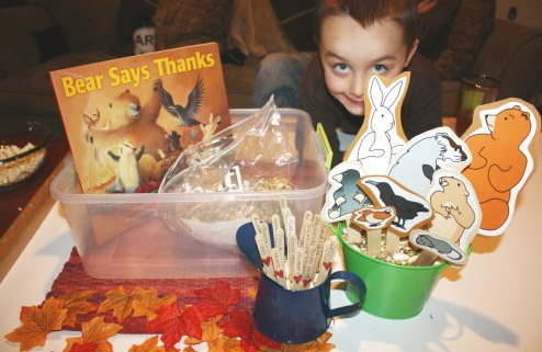 Bear says thanks sensory bin from Little Bins for Little Hands