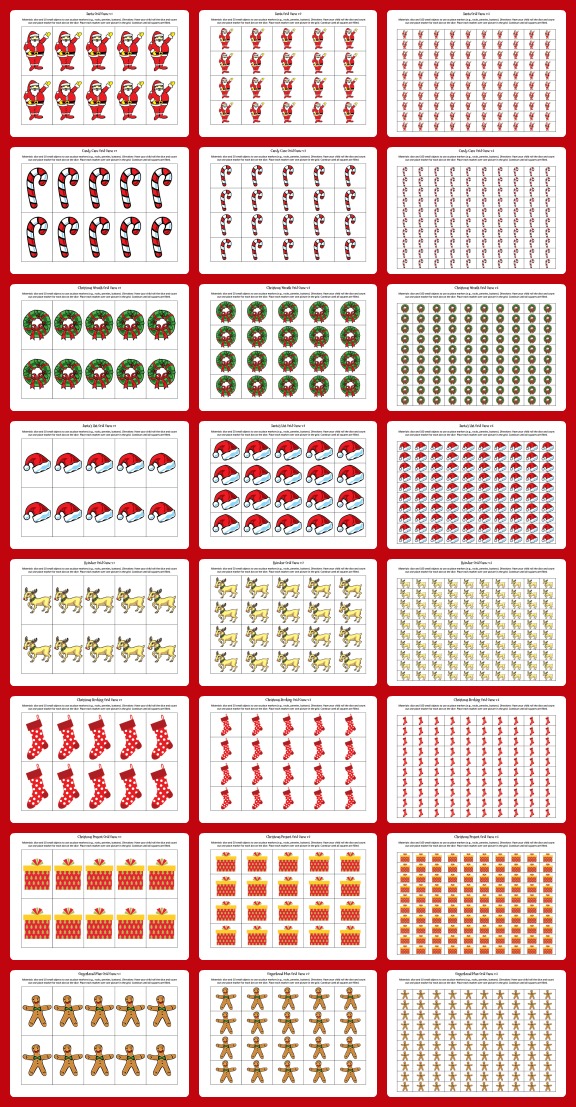 Free Christmas Grid Games printable with 10-grid, 20-grid, and 100-grid options to help children work on basic math skills || Gift of Curiosity