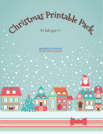 Christmas printable pack with 100 pages of activities for kids 2-7 || Gift of Curiosity