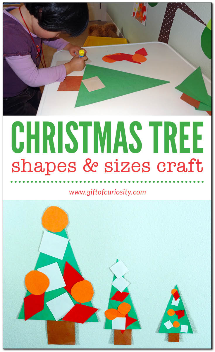 Christmas tree shapes & sizes craft: A simple Christmas-themed activity to help your children learn shapes and sizes || Gift of Curiosity