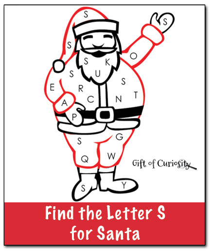 Find the Letter S for Santa: kids use do-a-dot markers, stickers, or crayons to find and mark the target letter || Gift of Curiosity