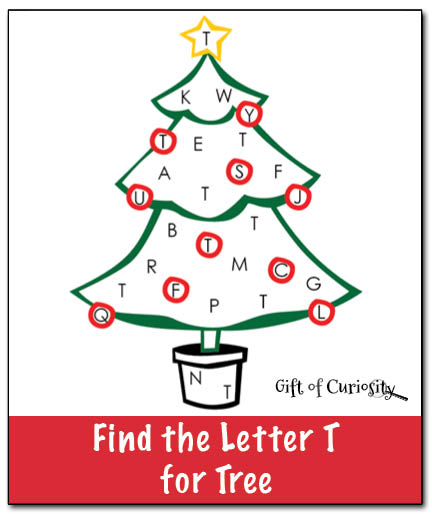 Find the Letter T for Tree: kids use do-a-dot markers, stickers, or crayons to find and mark the target letter || Gift of Curiosity