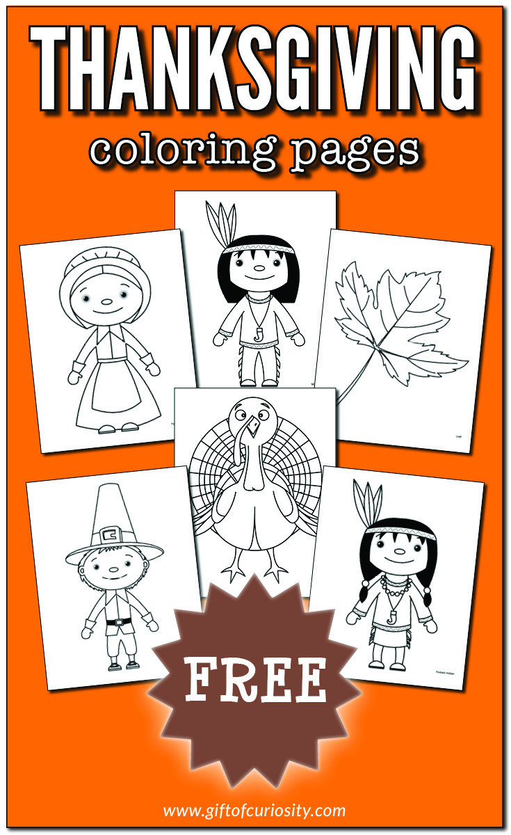 Free Thanksgiving coloring pages for kids | #Thanksgiving #freeprintable #giftofcuriosity || Gift of Curiosity