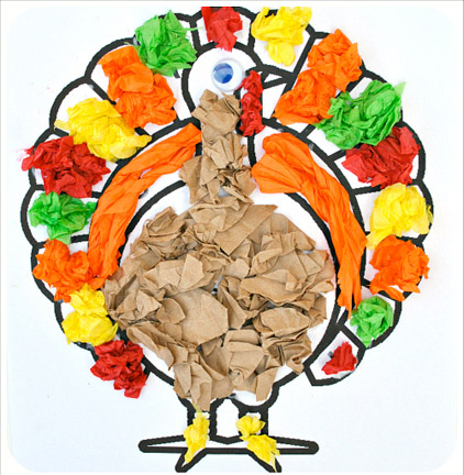 Turkey tissue paper by number from Crayon Box Chronicles