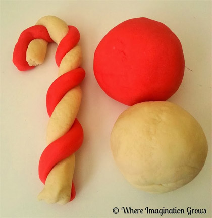 Candy cane scented playdough from Where Imagination Grows