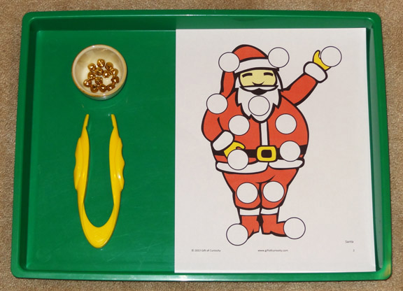 Montessori Christmas activities: Put the bells on Santa || Gift of Curiosity