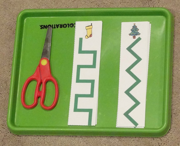 Montessori Christmas activities: Christmas scissors practice || Gift of Curiosity