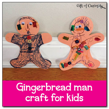 Simple gingerbread man craft for kids using free gingerbread man templates || Gift of Curiosity