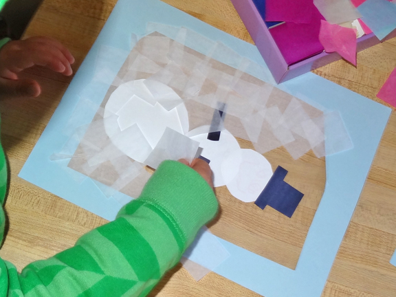 Sticky paper snowman craft || Gift of Curiosity