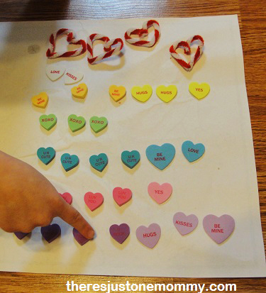 Match the heart sensory bin from Theres Just One Mommy