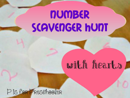 Number Hearts Scavenger Hunt from P is for Preschooler