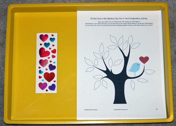 Valentine Montessori activities: Put the Leaves on the Valentine's Tree One-to-One Correspondence Activity || Gift of Curiosity