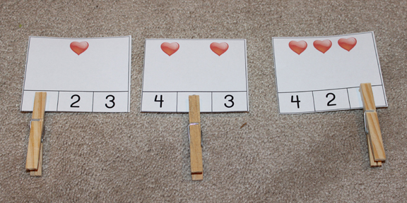 Valentine Montessori activities: Heart Clip Cards || Gift of Curiosity