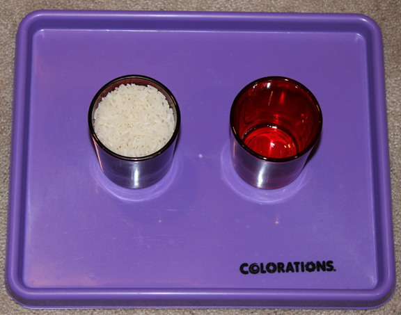 Valentine Montessori activities: Rice pouring activity || Gift of Curiosity