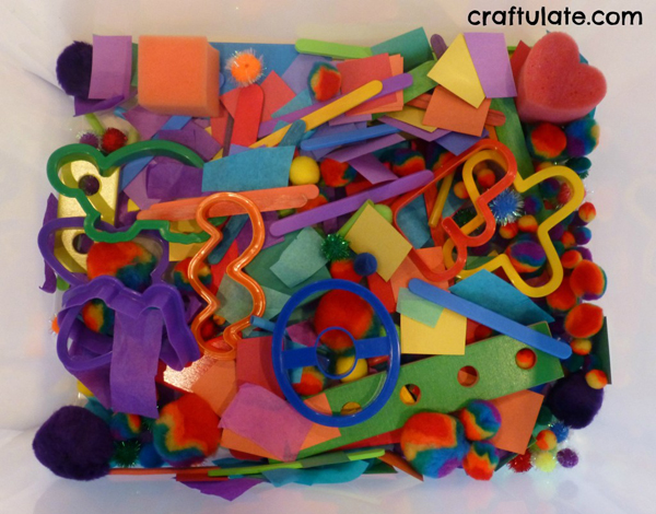 Crazy color sensory bin from Craftulate