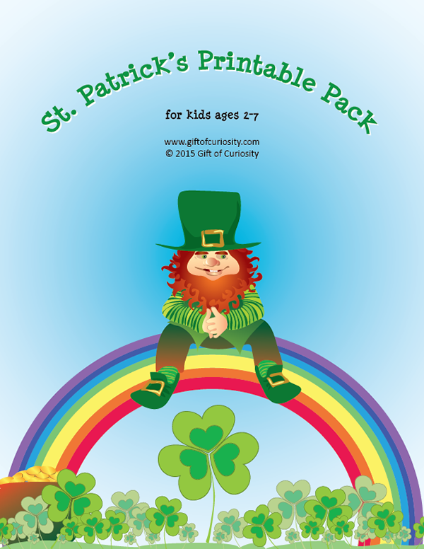 70 pages of St. Patrick's Day printables for kids ages 2 to 7. Cute graphics and so much learning and fun packed into one download! What a great St. Patrick's Day learning resource! || Gift of Curiosity