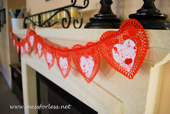 Valentine's heart doily banner from Mess for Less