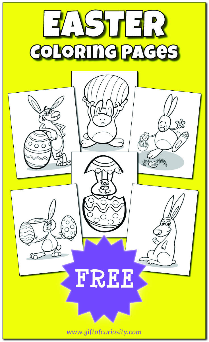 FREE Easter coloring pages | free Easter printables featuring six pages to color | #Easter #freeprintable #coloringpages || Gift of Curiosity