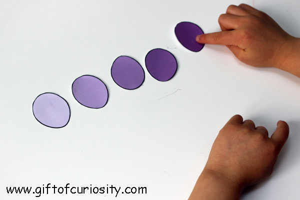 Easter Montessori activities: Easter egg color grading activity - #kbn #Easter #Montessori || Gift of Curiosity