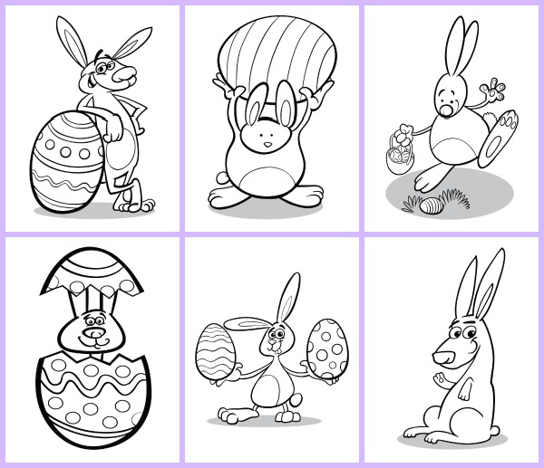 Easter coloring pages - free Easter printables featuring six pages available for download || Gift of Curiosity
