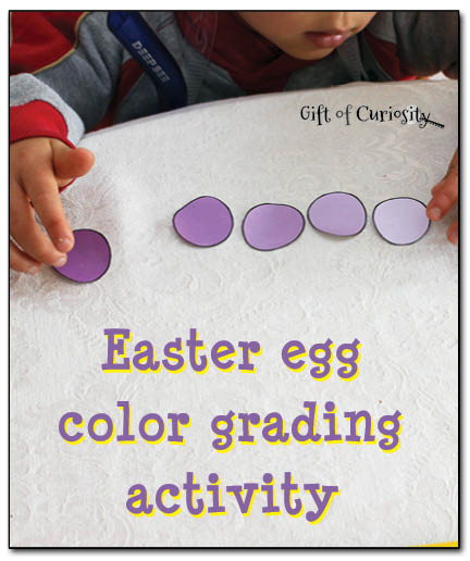 Easter egg color grading activity with free Easter printable - #Easter #kbn #Montessori || Gift of Curiosity