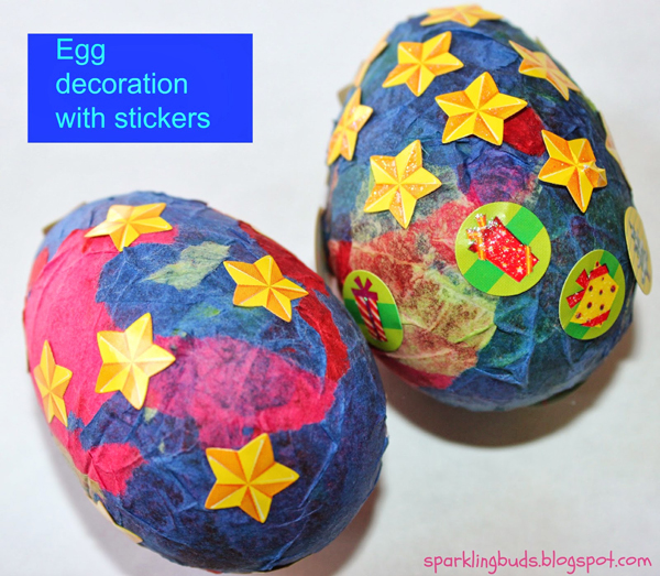 Egg decoration with stickers from Sparkling Buds