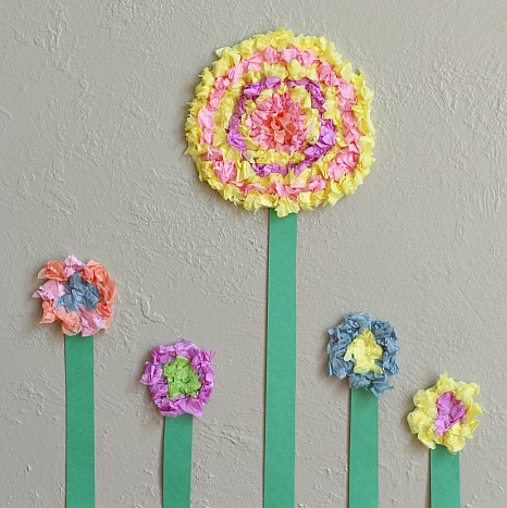 Textured tissue paper flowers from Buggy and Buddy