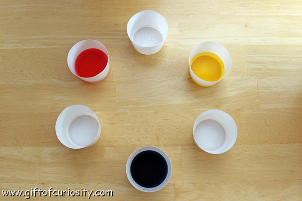 Color theory activity: A simple activity to help preschoolers understand how the primary colors combine to create secondary colors || Gift of Curiosity