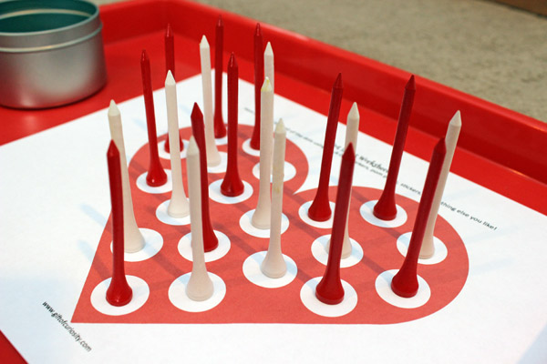 15+ ideas for using do-a-dot printables to help kids learn: use golf tees to develop fine motor skills #DoADot #handsonlearning || Gift of Curiosity