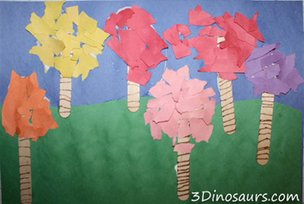 Torn paper truffula trees from 3Dinosaurs