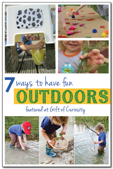 7 ways to have fun outdoors - from outdoor art to outdoor exploration, plenty of ideas for keeping the kids entertained outdoors! || Gift of Curiosity