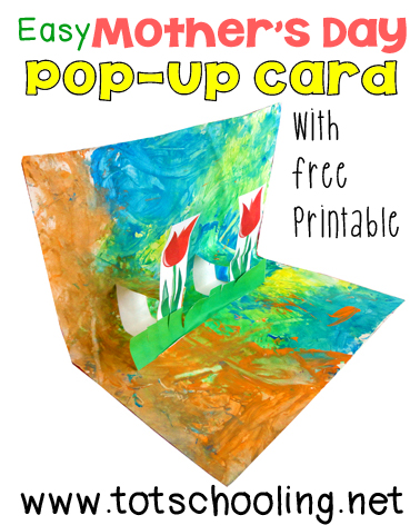 Easy Mother's Day pop-up card with free printable from Totschooling