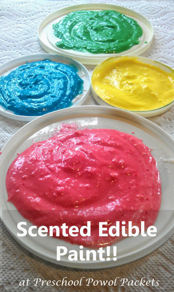 Scented edible paints from Preschool Powol Packets