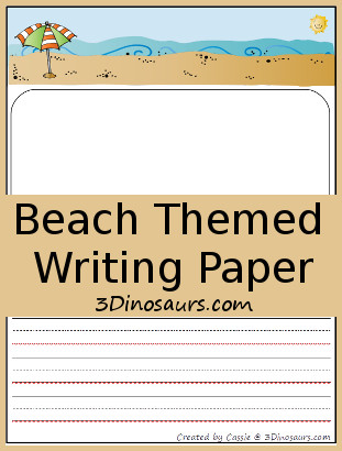 Free Beach Themed Writing Paper from 3Dinosaurs