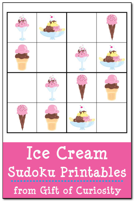 Ice Cream Sudoku - a free printable #sudoku game for young kids that's good enough to eat! #freeprintables || Gift of Curiosity