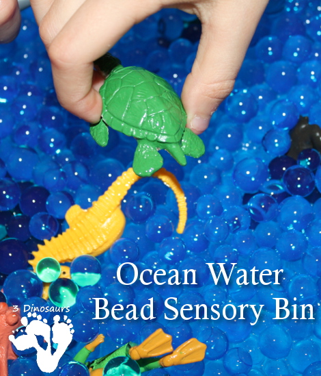 Ocean Water Bead Sensory Bin from 3Dinosaurs