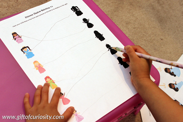 Princess Printables Pack: Princess shadow matching activity|| Gift of Curiosity